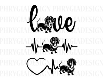 Dachshund Dog Svg, Love Dachshund, Weiner Dog Svg, Dachshund Heart Svg, Daschund Dog, Commercial Use, Dachshund Sublimation