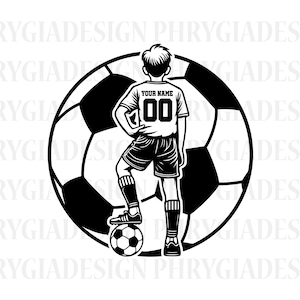 Soccer Kid Player Svg , Soccer Boy Svg , Soccer Svg , Soccer Clipart ,  Personalized Name Svg , Football Svg , Soccer Kid Cutfile