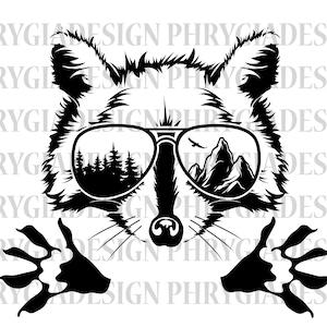 Raccoon Forest Scene Svg , Raccoon Svg , Raccoon Sunglasses Svg , Animal Shirt Svg , Raccoon Shirt Svg , Sublimation Designs , Forest Scene