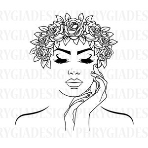 Floral Woman Svg , Flowers Svg , Silhouette Woman With Flower Svg , Floral Svg , Floral Woman Png , Woman Face Svg , Woman Svg