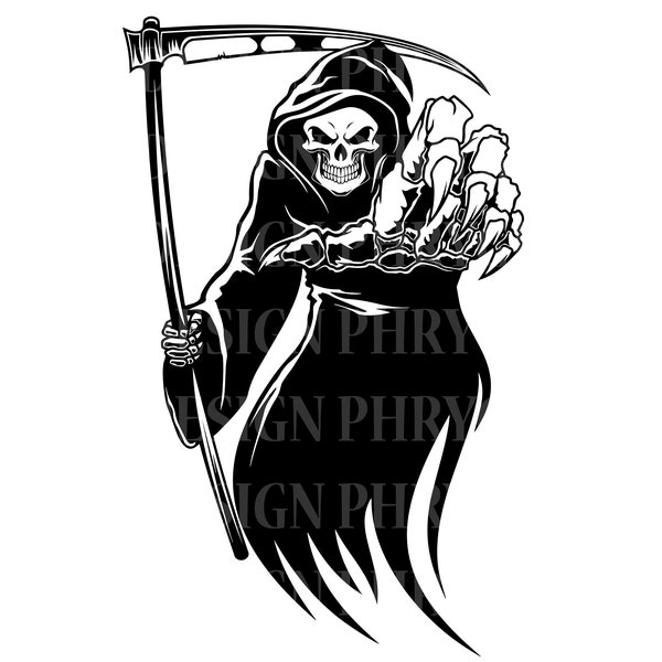 Grim Reaper Svg Png , Skeleton Svg , Death Svg , Horror T-Shirt , Halloween Svg , Digital Download , Instant Download