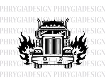 Flaming Semi Truck , Big Truck Svg , Truck Svg , American Trucker Svg , Truck Driver Svg , Semi Truck Svg , Truck Clipart , Truck Shirt Svg