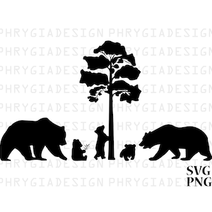 Mama Bear Svg Png , Papa Bear Svg , Baby Bear , Black Bear , Family Bear , Silhouette Svg , Bear Cricut File , Bear Clipart , Bear Png
