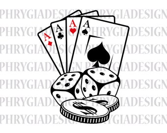 Playing Cards Svg , Poker Cards Svg , Aces Svg , Royal Flush Svg , Cards Clipart , Gambling Svg , Digital Download , Instant Download