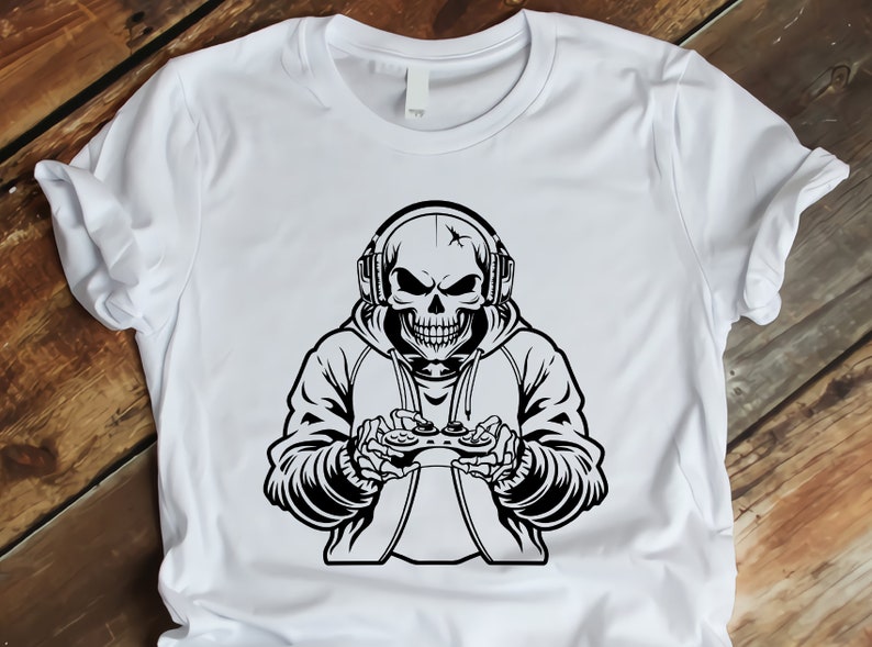 Skeleton Playing Video Games Svg , Video Game Skull Svg , Gamer Skull ...