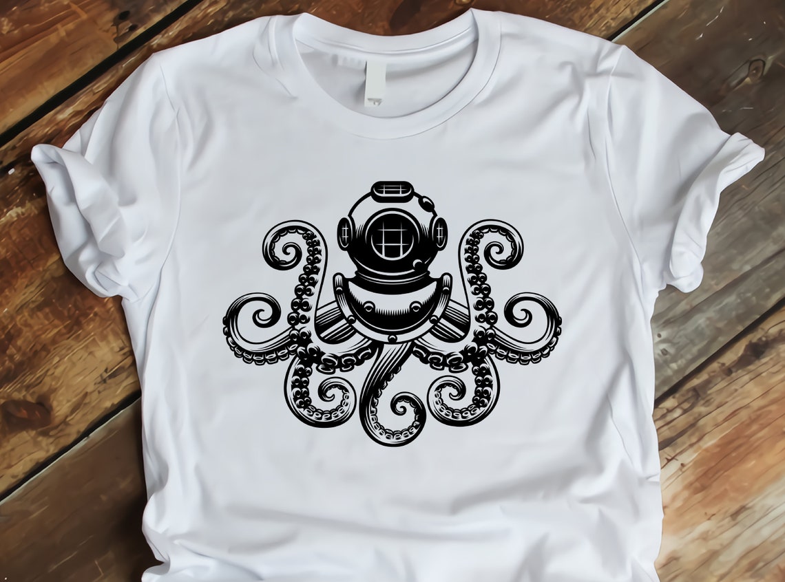 Diving Helmet With Tentacles Svg , Octopus Svg , Tentacles Svg , Ocean ...