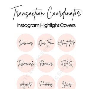 Coordinateur des transactions noir et rose Couvertures Instagram Highlight | Booster d’engagement| Modèle de médias sociaux immobiliers | Modèle Instagram