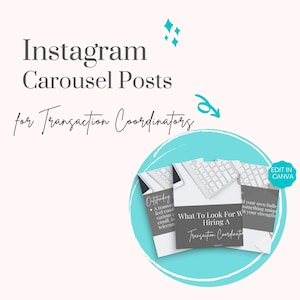 Grey and White Transaction Coordinator Marketing Instagram Carousel Template | Canva Templates | Engagement | IG Story Templates | Digital