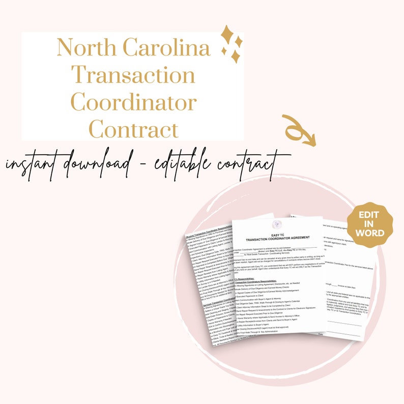 North Carolina Transaction Coordinator Contract | TC Contract Template ...
