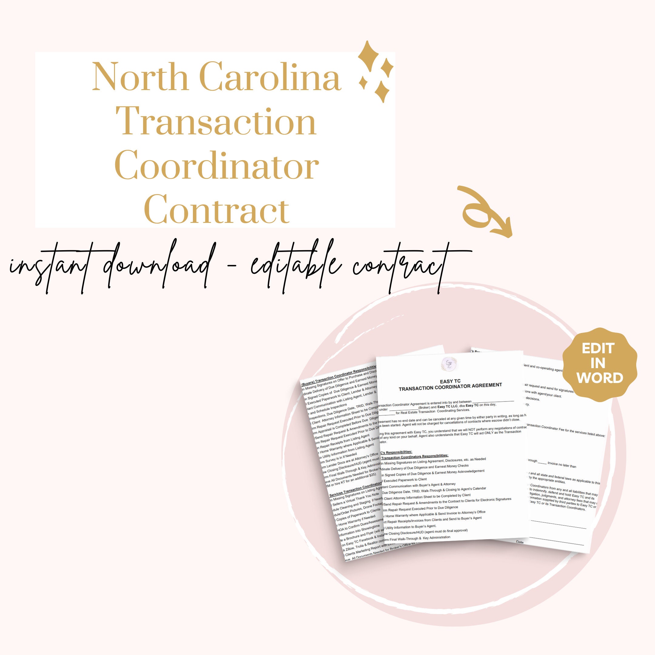 North Carolina Transaction Coordinator Contract TC Contract Template