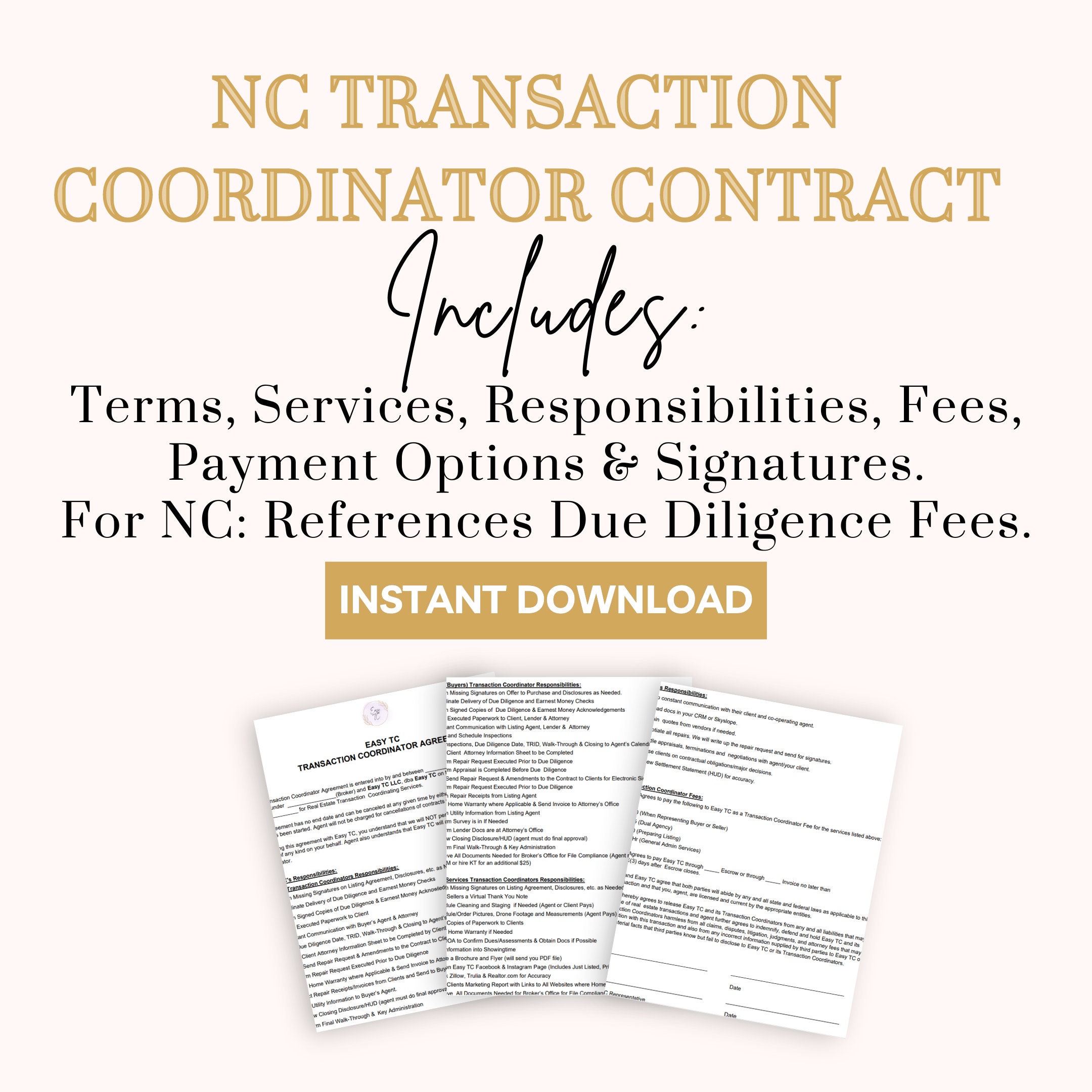 North Carolina Transaction Coordinator Contract | TC Contract Template ...