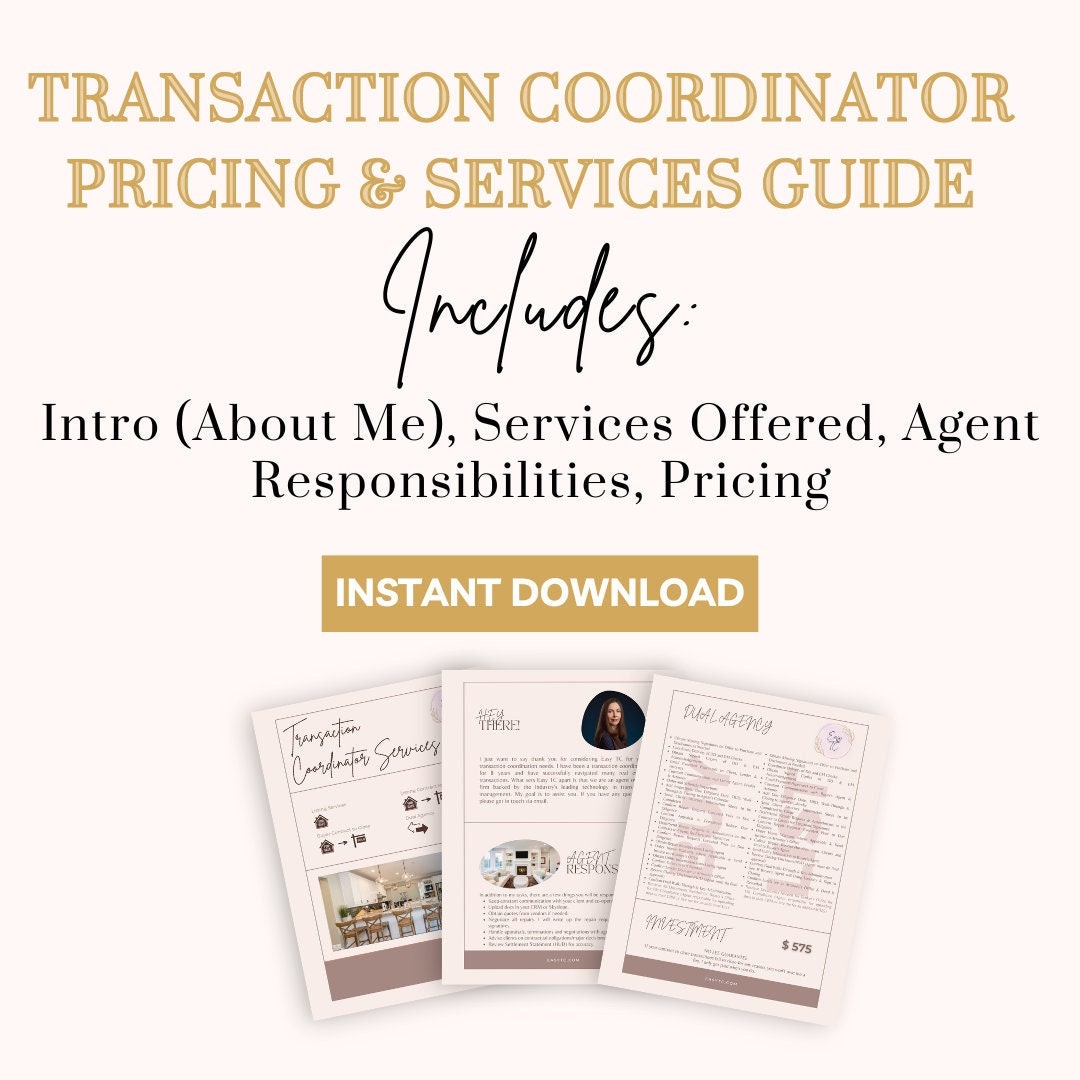 Transaction Coordinator Services & Pricing Guide TC Pricing Template TC