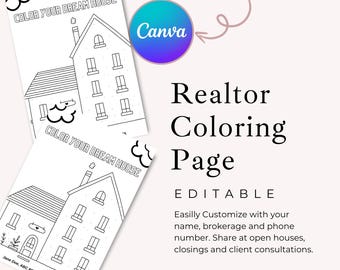 Realtor Coloring Page | Coloring Page for Kids | Real Estate Agent Coloring Page | Realtor Marketing | Printable | Open House Activity