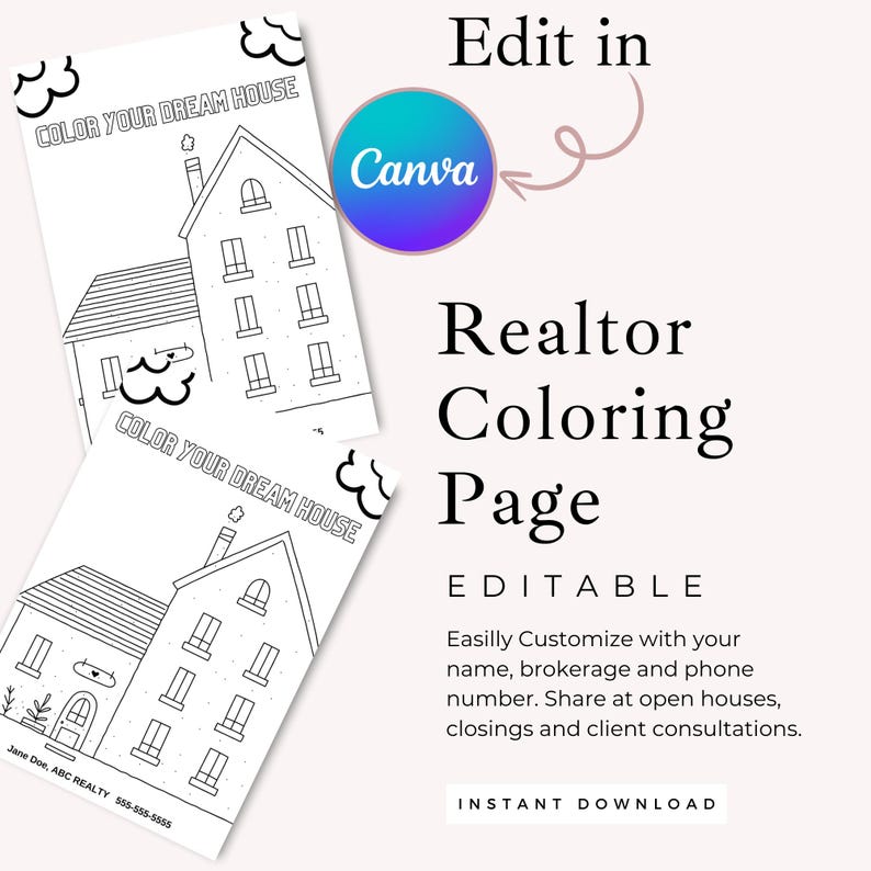 Realtor Coloring Page | Coloring Page for Kids | Real Estate Agent Coloring Page | Realtor ...