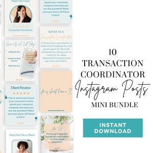 Beach Vibes Transaction Coordinator Instagram Template| Canva Templates| Engagement Booster| Real Estate Social Media Templates | Digital