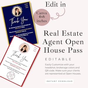 Real Estate Open House Pass | Real Estate Marketing | Digital Downloads | Realtor | Printable | Homebuyer Marketing Items | QR Code