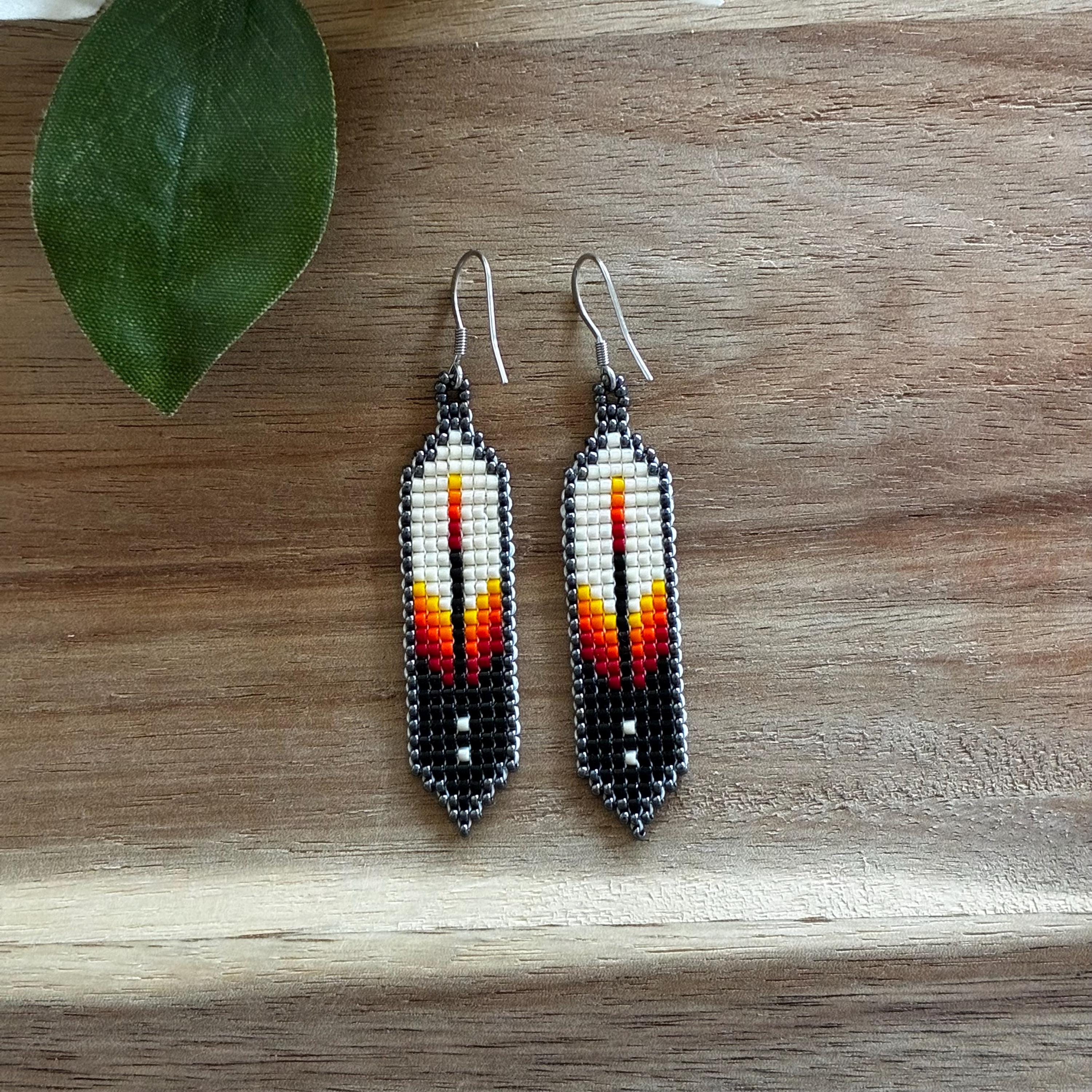Native American Beaded Feather Earrings - Etsy