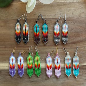 Native American Beaded Feather Earrings