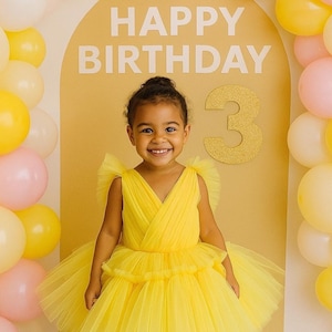 Baby Girl Yellow Tutu Dress: Birthday Princess Outfit