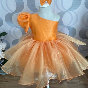 Orange One Shoulder Toddler Dress: First Birthday Outfit