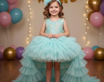 green sneaker ball dress vokkrv Tutu Dress for Girls Tulle Princess Birthday Party Prom Outfit Toddler Girls Sneaker Ball Gown Dress Green 7-8 Years, Toddler Girl's