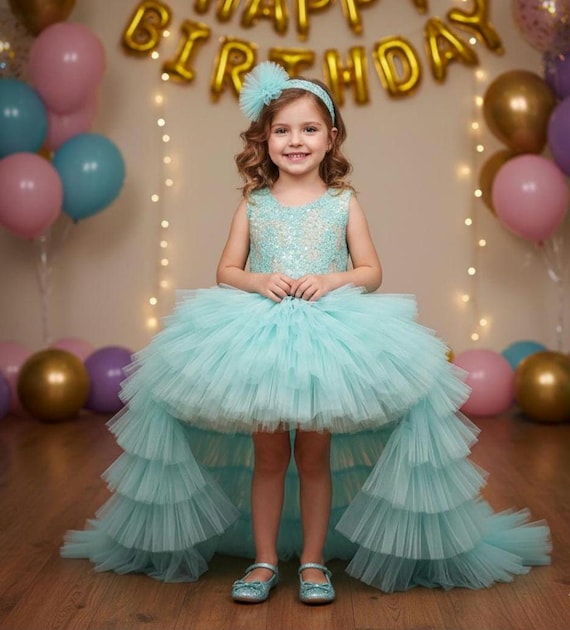 green emerald velvet dress Mint Green Sequin Tulle Flower Girl Dress for Wedding – Draped Sleeves Plus Size 5Y