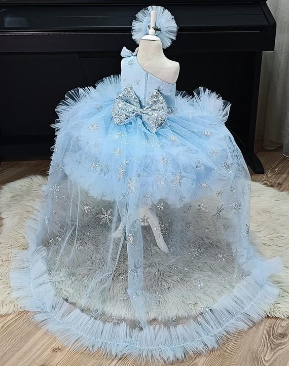Elsa-inspired Snowflake Dress: Bright Blue Winter Princess Gown - Etsy