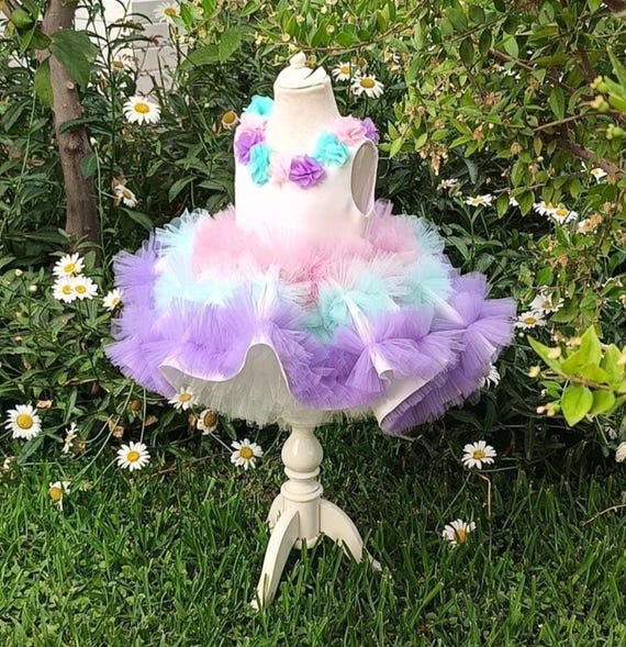 Pastel Rainbow Tutu Dress: Handmade Baby Girl Birthday Outfit - Etsy