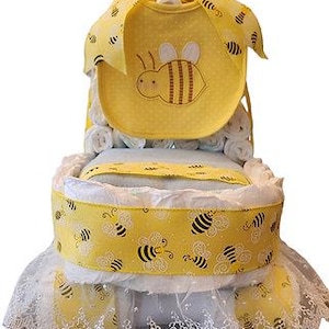 Bumble Bee Baby Carriage Diaper Cake, Baby Shower, Boy or Girl Gifts, Unique, Gender Reveal, Decorations, Centerpiece, Nursery