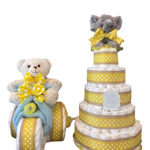 Tricycle Diaper Cake and Diaper Cake Bundle, Baby Shower, Gifts, Centerpieces, Boy, Girl, Gender Neutral, Gender Reveal