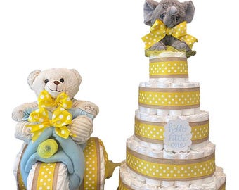 Tricycle Diaper Cake and Diaper Cake Bundle, Baby Shower, Gifts, Centerpieces, Boy, Girl, Gender Neutral, Gender Reveal