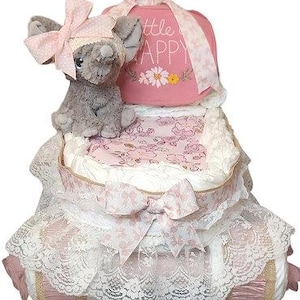 Baby Carriage Diaper Cake, Baby Gifts, Baby Girl, Gender Reveal, Baby Shower, Centerpiece, Decorations, Nursery, Personalization