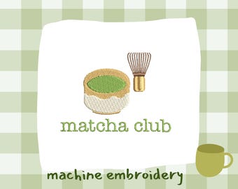 Matcha Club Machine Embroidery Design (Digital Download)