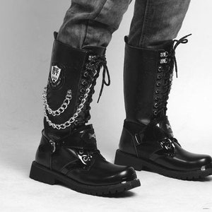 Men's Fashion Handmade Motorcycle Boots Vegan Leather - Etsy