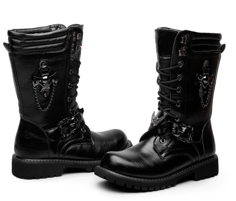 Men's Vegan Leather Handmade Biker Boots Men's Etsy