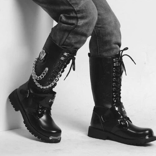 Men's Fashion Handmade Motorcycle Boots Vegan Leather Etsy
