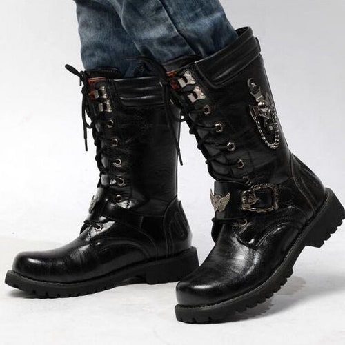 Men's Fashion Handmade Motorcycle Boots Vegan Leather - Etsy