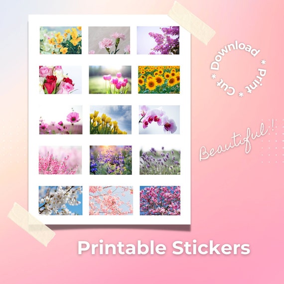 Printable Floral Stickers Beautiful Flower Stickers Flower - Etsy