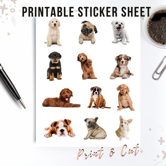 Printable Dog Stickers Printable Puppy Stickers Puppy - Etsy