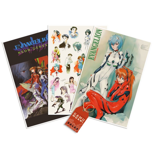 Instant Download Evangelion Posters - Printable Wall Art featuring Mecha Eva Units, Asuka Langley and Rei Ayanami
