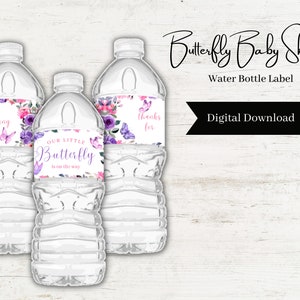 Onze kleine vlinder is onderweg l Babyshower-waterfleslabel l Digitale download afdrukbaar l Babyshower