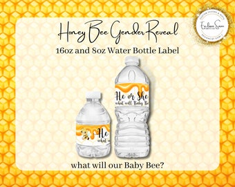 Honey Bee Gender Reveal Water Bottle Label (Digital Download)