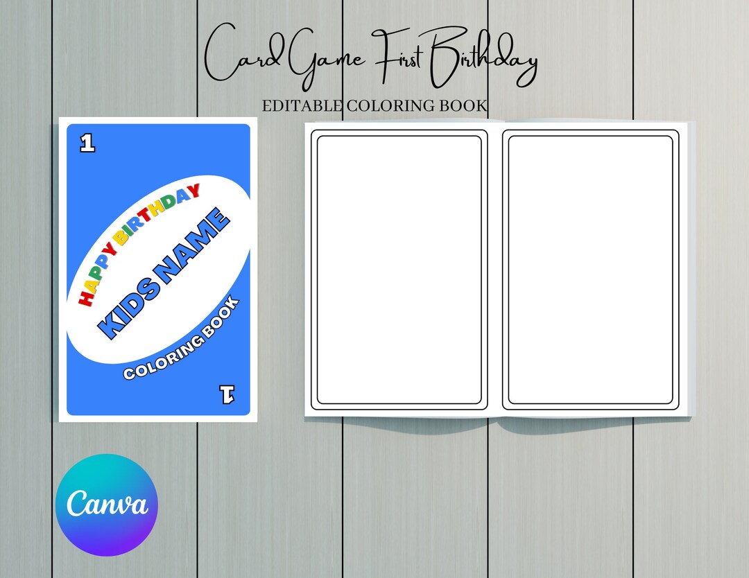 Create Your Own UNO First Birthday Coloring Book Template L Card Game