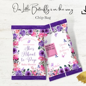Butterfly Baby Shower Chip Bag l Digital Download l Printable l Our Little Butterfly is on the way