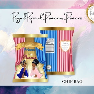 Königliche offenbaren Prinz oder Prinzessin l Chip Tasche l Digital Download druckbare l Gender Reveal l Babyparty