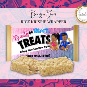 Beauty or Beats Gender Reveal Rice Krispie Wrapper l What Will It Be? l Digital Download Printable l Baby Shower