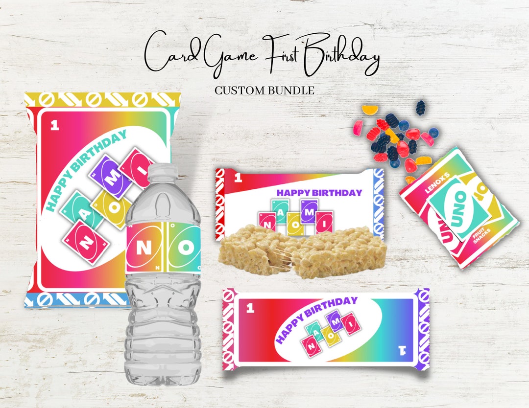 Rainbow Ombre Card Game Birthday Party Favor Bundle L Made to Order