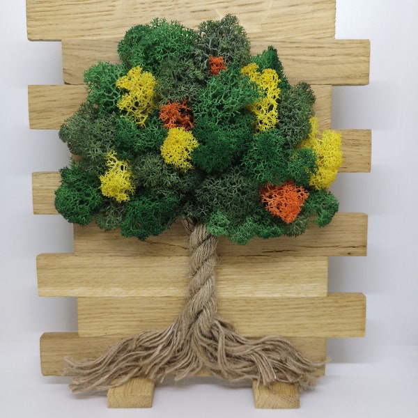 Holzdekofigur mit Islandmoos "Baum", Lebensbaum, Naturdeko, Standdeko, Geschenkidee