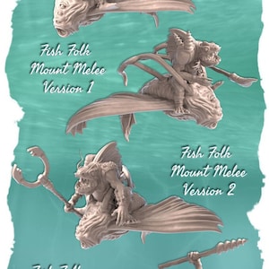 Monture folklorique de poisson sur monstre sauteur de mer Dnd miniature ~ RPG Mini.Escala 32 mm