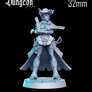 Menselijke Pinup Gunslinger Dnd hars miniatuur ~ RPG Mini.Escala 32mm
